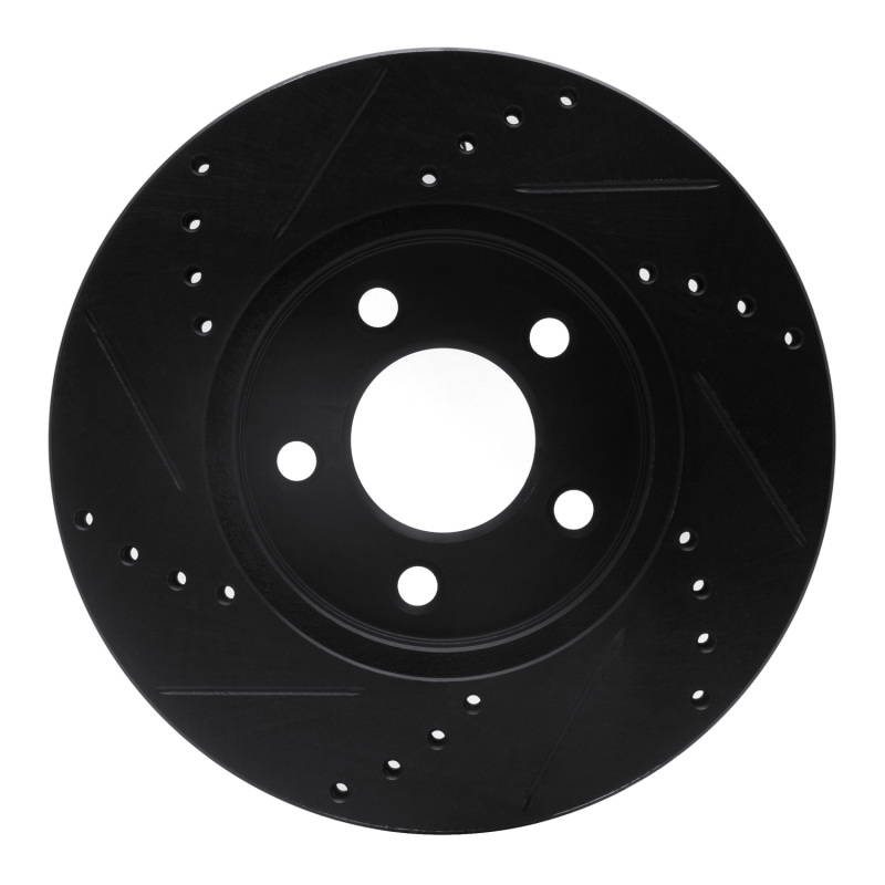 Ford Mustang Brake Rotor (1) - Front Right - R1 Concepts - Drilled & Slotted - Black - `05-`10